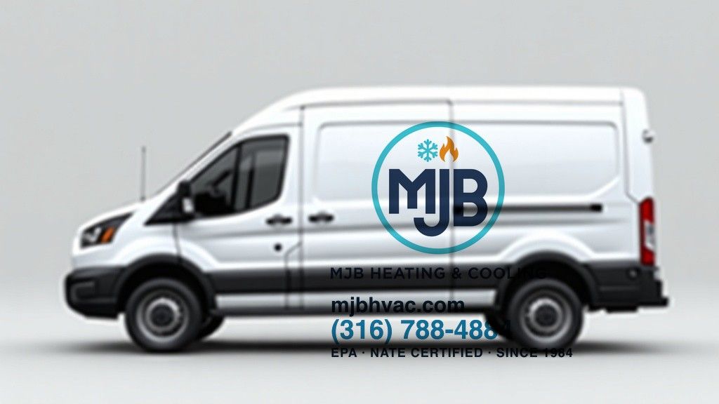 MJB Heating & Cooling lettered service van